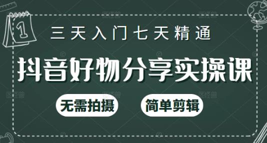 抖音好物分享实操课，无需拍摄，简单剪辑，短视频快速涨粉（125节视频课程）-山河网创