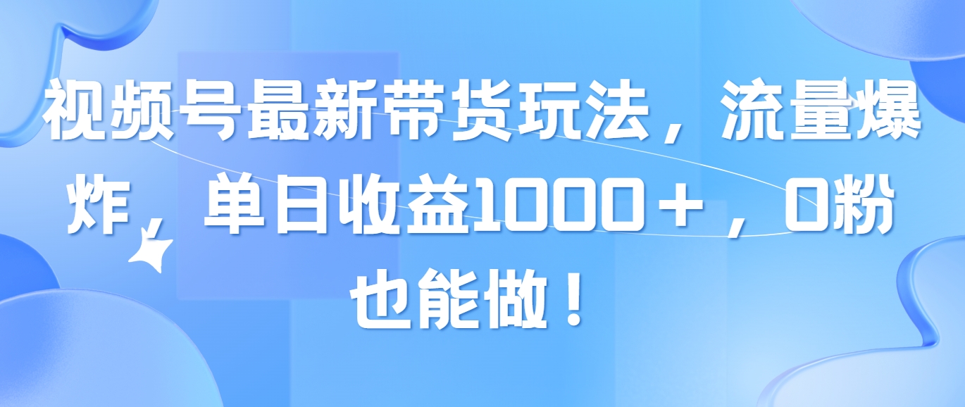 （10858期）视频号最新带货玩法，流量爆炸，单日收益1000＋，0粉也能做！-山河网创