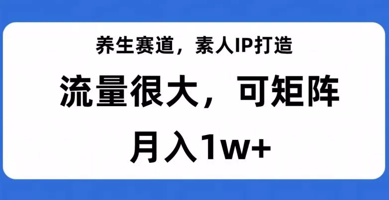 养生赛道，素人IP打造，流量很大，可矩阵，月入1w+【揭秘】-山河网创