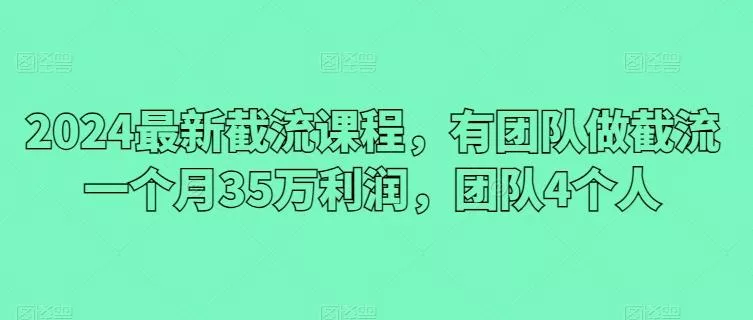 2024最新截流课程，有团队做截流一个月35万利润，团队4个人-山河网创
