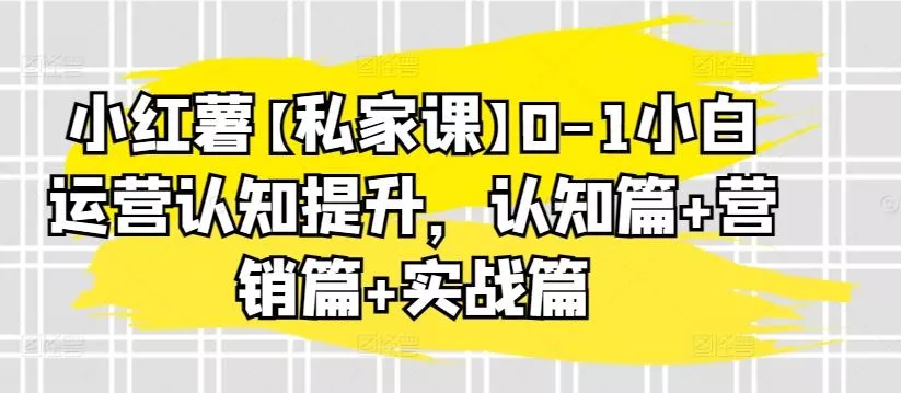小红薯【私家课】0-1小白运营认知提升，认知篇+营销篇+实战篇-山河网创