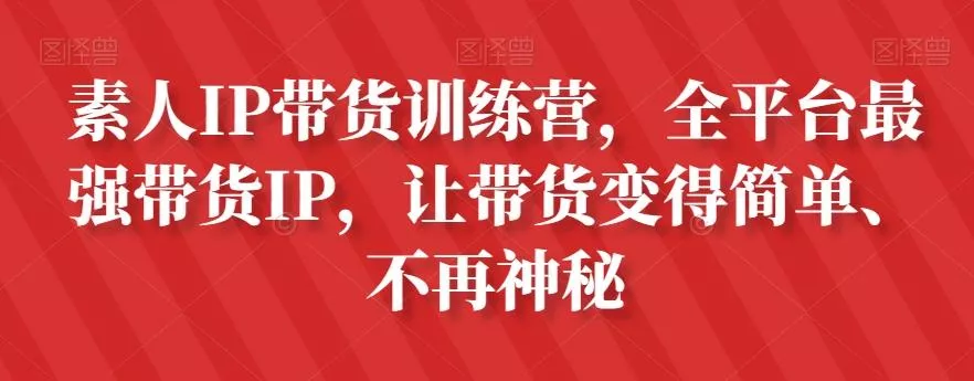 素人IP带货训练营，全平台最强带货IP，让带货变得简单、不再神秘-山河网创