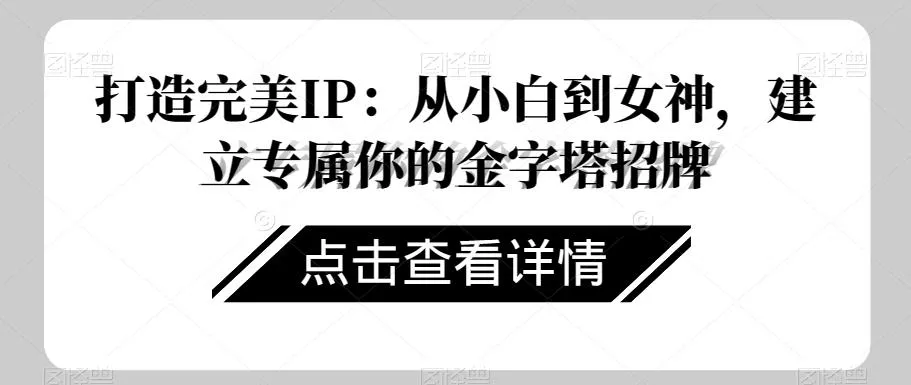 打造完美IP：从小白到女神，建立专属你的金字塔招牌-山河网创