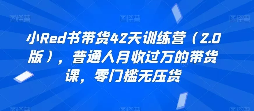 小Red书带货42天训练营(2.0版)，普通人月收过万的带货课，零门槛无压货-山河网创