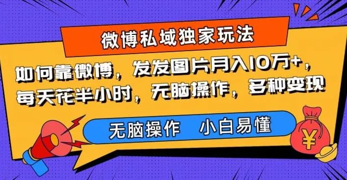 如何靠微博，发发图片月入10万+，‌每天花半小时，无脑操作，多种变现-山河网创