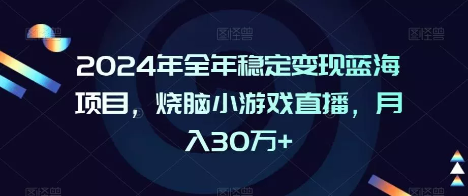 2024年全年稳定变现蓝海项目，烧脑小游戏直播，月入30万+【揭秘】-山河网创