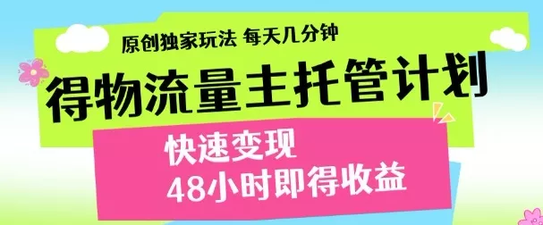 最新得物流量主计划，独家原创玩法，每天几分钟，快速变现，三至五天出收益【揭秘】-山河网创