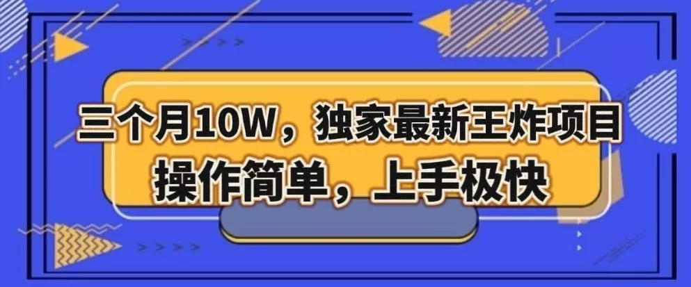 三个月10W，独家最新王炸项目！操作简单，上手极快【揭秘】-山河网创