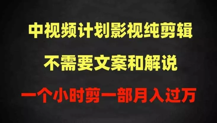 中视频计划影视纯剪辑，不需要文案和解说，一个小时剪一部，100%过原创月入过万【揭秘】-山河网创
