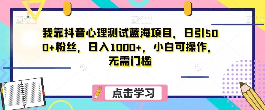 我靠抖音心理测试蓝海项目，日引500+粉丝，日入1000+，小白可操作，无需门槛（附3G素材）-山河网创