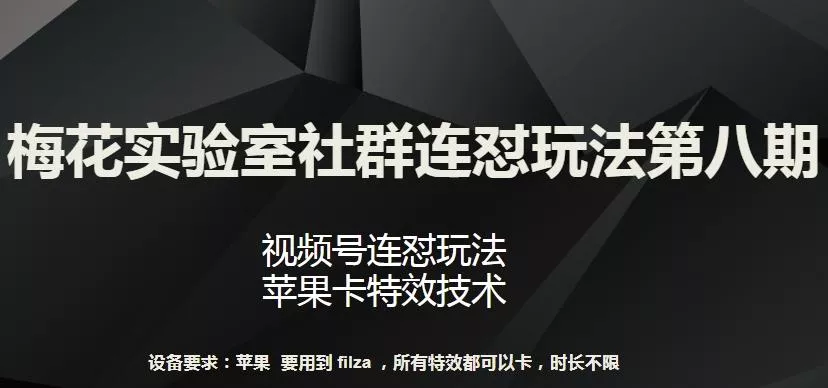梅花实验室社群连怼玩法第八期，视频号连怼玩法 苹果卡特效技术【揭秘】-山河网创