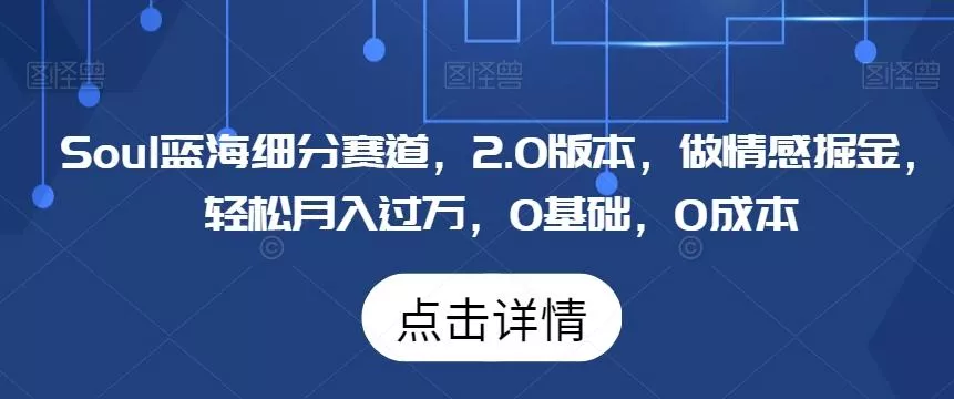 Soul蓝海细分赛道，2.0版本，做情感掘金，轻松月入过万，0基础，0成本-山河网创