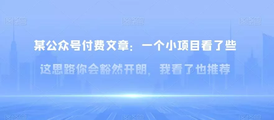 某公众号付费文章：一‮小个‬项目看了‮些这‬思‮你路‬会‮然豁‬开朗，我‮了看‬也推荐-山河网创