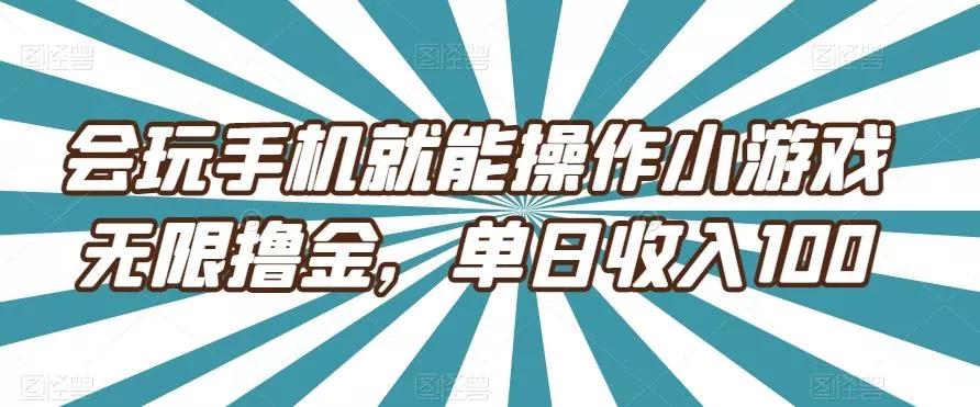 会玩手机就能操作小游戏无限撸金，单日收入100-山河网创