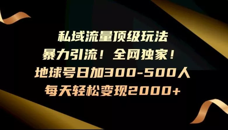 暴力引流，全网独家，地球号日加300-500人，私域流量顶级玩法，每天轻松变现2000+-山河网创