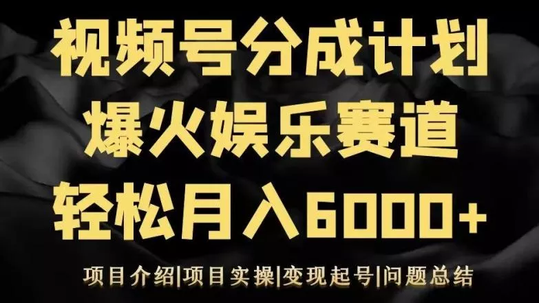 视频号创作分成计划之娱乐赛道轻松日入500+-山河网创
