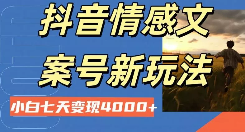 抖音情感文案小白七天变现4000+详细课程-山河网创