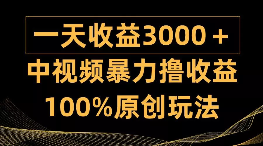 (9696期)中视频暴力撸收益，日入3000＋，100%原创玩法，小白轻松上手多种变现方式-山河网创