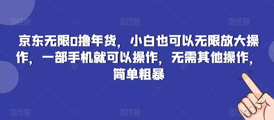 京东无限0撸年货，小白也可以无限放大操作，一部手机就可以操作，无需其他操作，简单粗暴-山河网创