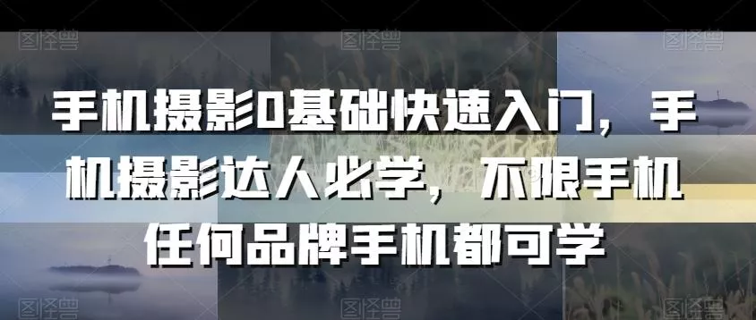 手机摄影0基础快速入门，手机摄影达人必学，不限手机任何品牌手机都可学-山河网创