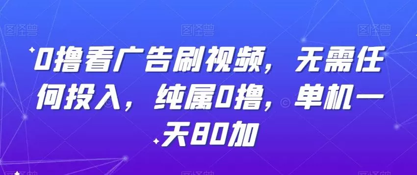 0撸看广告刷视频，无需任何投入，纯属0撸，单机一天80加-山河网创