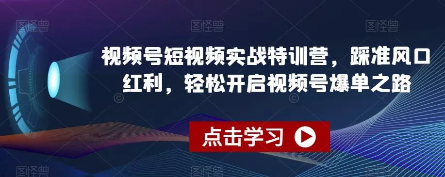 视频号短视频实战特训营，踩准风口红利，轻松开启视频号爆单之路-山河网创