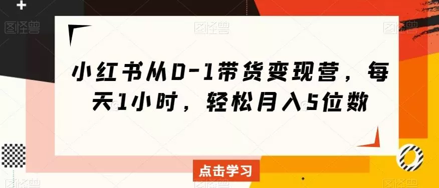 小红书从0-1带货变现营，每天1小时，轻松月入5位数-山河网创