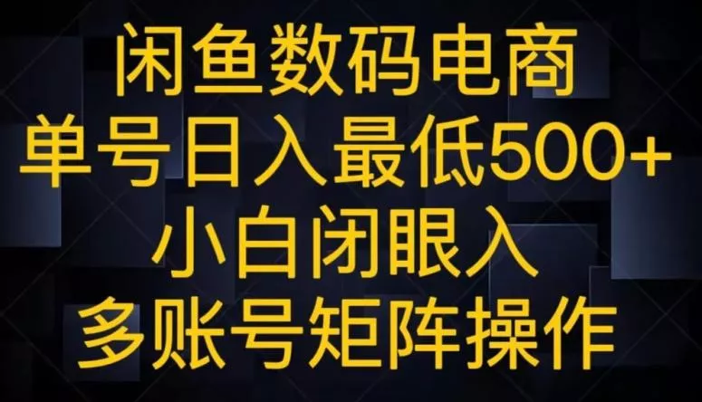 闲鱼数码电商，单号日入最低500+，小白闭眼入，多账号矩阵操作-山河网创