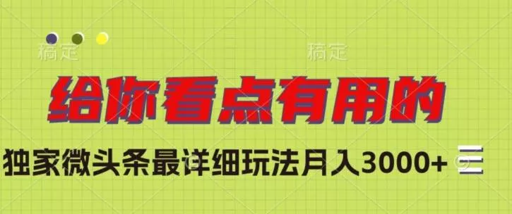 独家微头条最详细玩法，月入3000+【揭秘】-山河网创