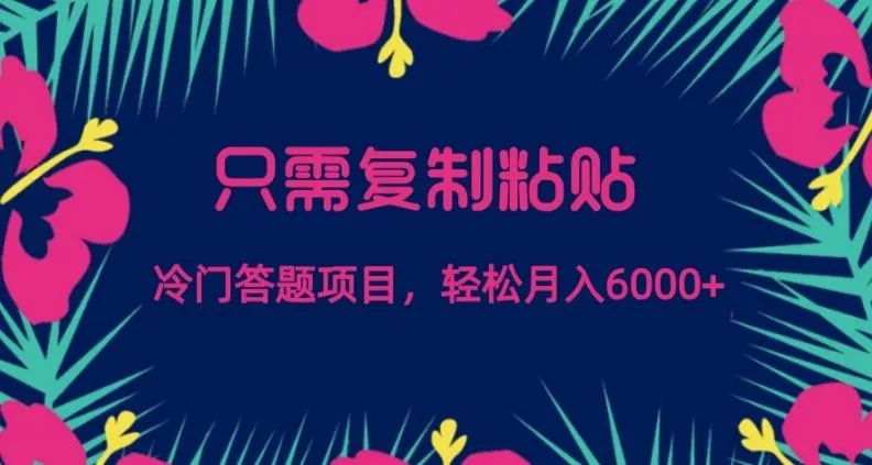 只需复制粘贴，冷门答题项目，轻松月入6000-山河网创