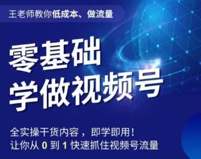 王老师教你低成本、做流量，零基础学做视频号，0-1快速抓住视频号流量-山河网创