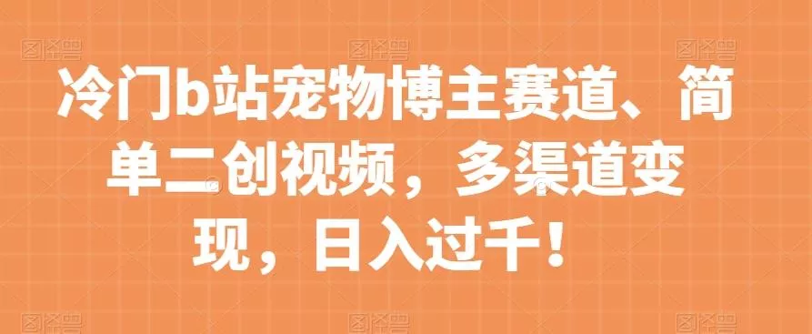 冷门b站宠物博主赛道，简单二创视频，多渠道变现，日入过千！【揭秘】-山河网创