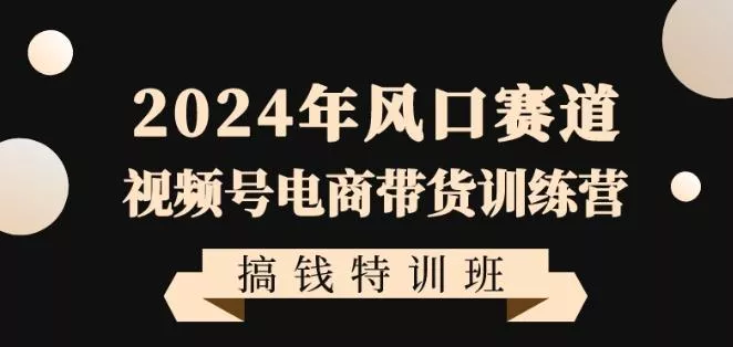 2024年风口赛道视频号电商带货训练营搞钱特训班，带领大家快速入局自媒体电商带货-山河网创