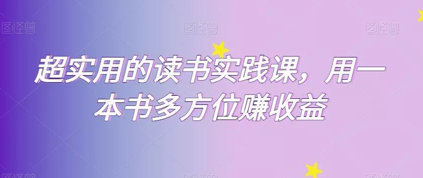超实用的读书实践课，用一本书多方位赚收益-山河网创