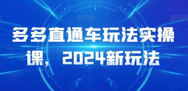 多多直通车玩法实操课，2024新玩法-山河网创