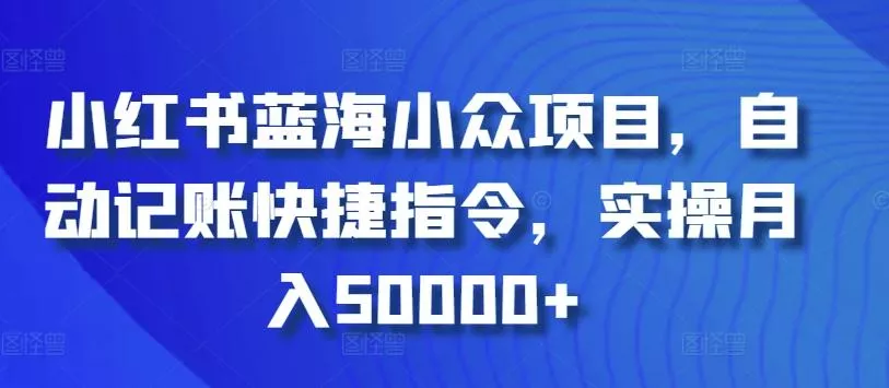 小红书蓝海小众项目，自动记账快捷指令，实操月入50000+【揭秘】-山河网创