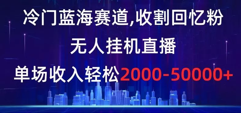 冷门蓝海赛道，收割回忆粉，无人挂机直播，单场收入轻松2000-5w+【揭秘】-山河网创