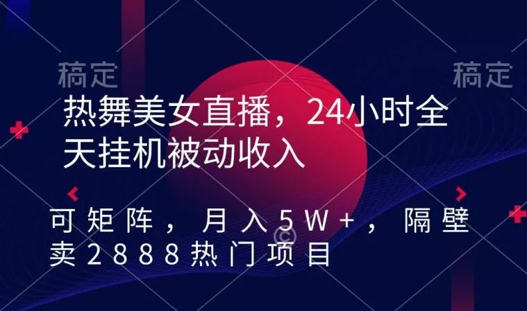 热舞美女直播，24小时全天挂机被动收入，可矩阵，月入5W+，隔壁卖2888热门项目【揭秘】-山河网创