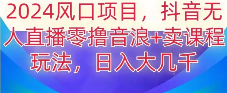 2024风口项目，抖音无人主播撸音浪+卖课程玩法，日入大几千【揭秘】-山河网创