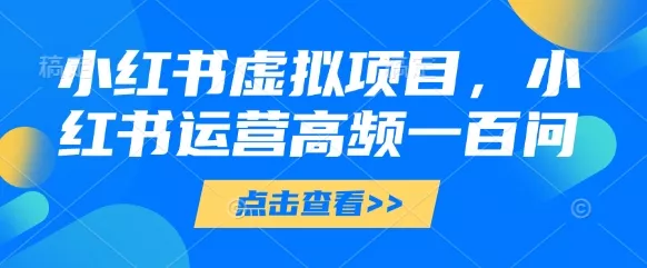 小红书虚拟项目，小红书运营高频一百问【文档】-山河网创