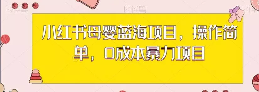 小红书母婴蓝海项目，操作简单，0成本暴力项目-山河网创