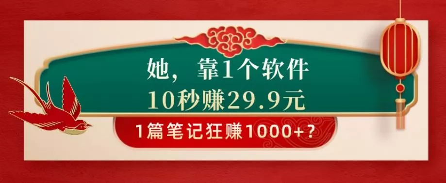 她，靠1个软件，10秒赚29.9元，1篇笔记狂赚1000+？-山河网创