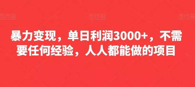 暴力变现，单日利润3000+，不需要任何经验，人人都能做的项目-山河网创