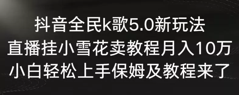 抖音全民k歌5.0新玩法，直播挂小雪花卖教程月入10万，小白轻松上手，保姆及教程来了【揭秘】-山河网创
