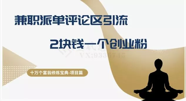 十万个富翁修炼宝典之11.兼职派单评论区引流，2块钱一个创业粉-山河网创
