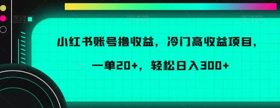 小红书账号撸收益，冷门高收益项目，一单20+，轻松日入300+【揭秘】-山河网创