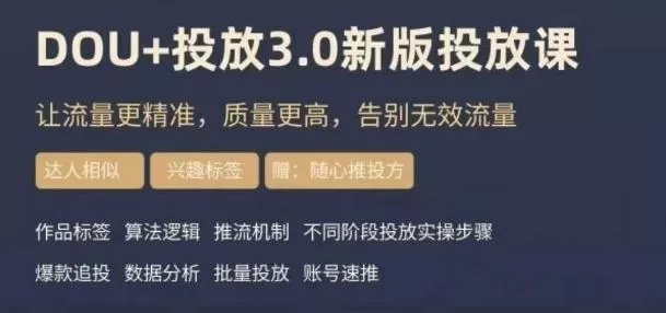 dou+豆荚投放实操课3.0新版，让流量更精准，质量更高，告别无效流量-山河网创
