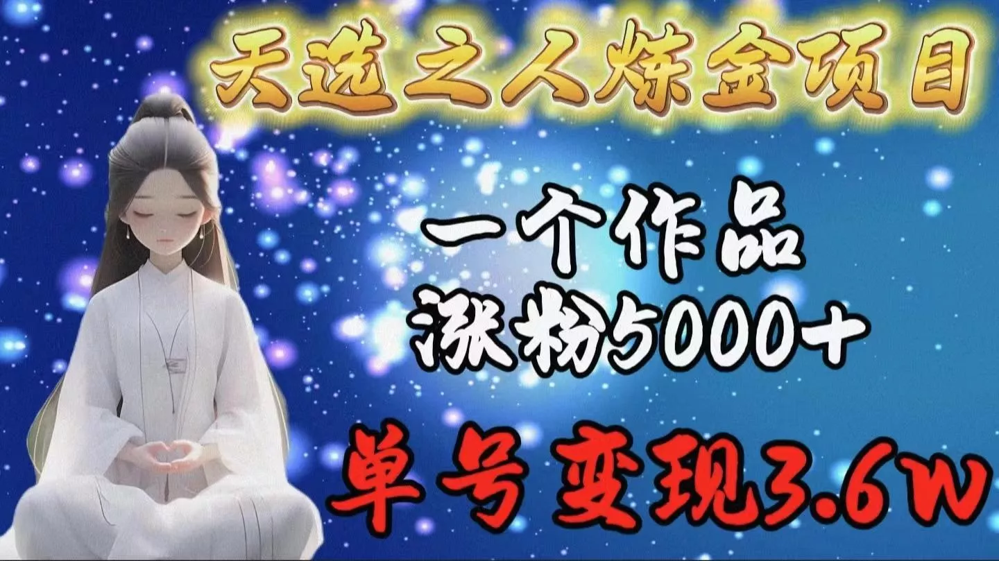 (9693期)天选之人炼金项目，一个作品涨粉5000+，单号变现3.6w-山河网创