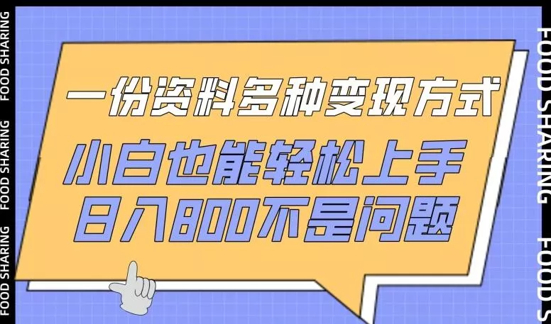 一份资料多种变现方式，小白也能轻松上手，日入800不是问题【揭秘】-山河网创