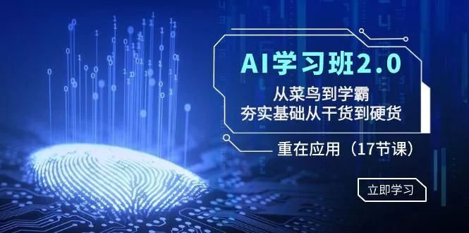 AI学习班2.0：从菜鸟到学霸，夯实基础从干货到硬货，重在应用(17节课)-山河网创